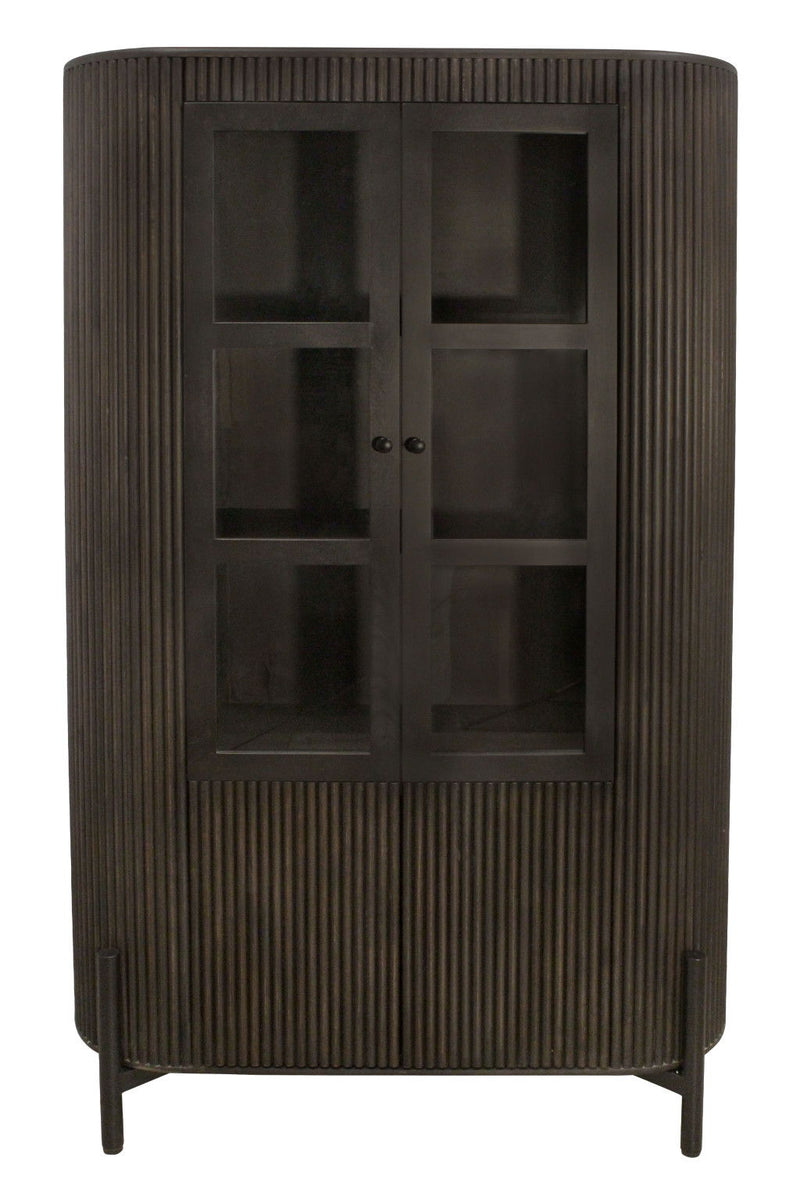 Solid Wood Iron Accent Cabinet With Four Doors - Espresso / Black