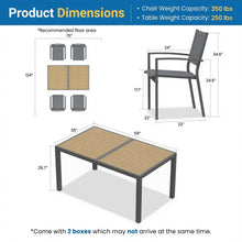 Load image into Gallery viewer, 5 Piece Patio Dining Set With Table And Chairs For Outdoor Use - Gray
