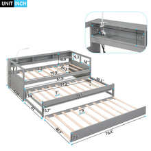 Load image into Gallery viewer, Daybed With 2 Trundles, 3 Storage Cubbies, Built In USB Charging Light
