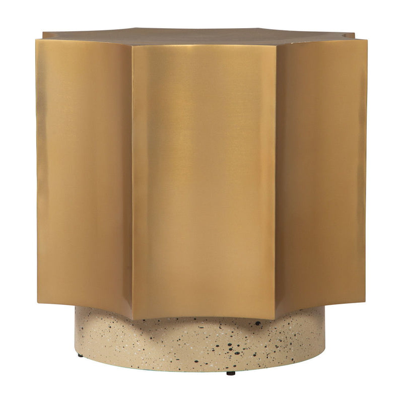 20" Iron Pedestal End Table - Beige