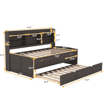Load image into Gallery viewer, Captain Bed With Built In Bookshelves, 3 Storage Drawers, And Trundle
