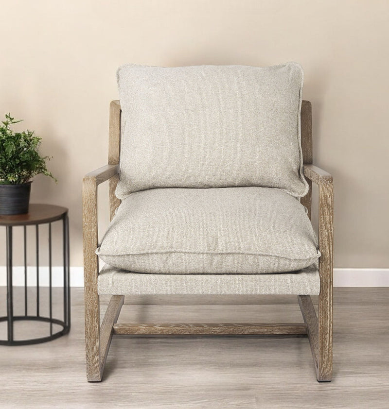 34" Contemporary Wood Fabric Lounge Chair - Brown