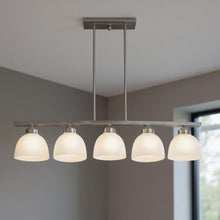 Load image into Gallery viewer, 8" Five Light Dimmable Chandelier With Shades - Nickel
