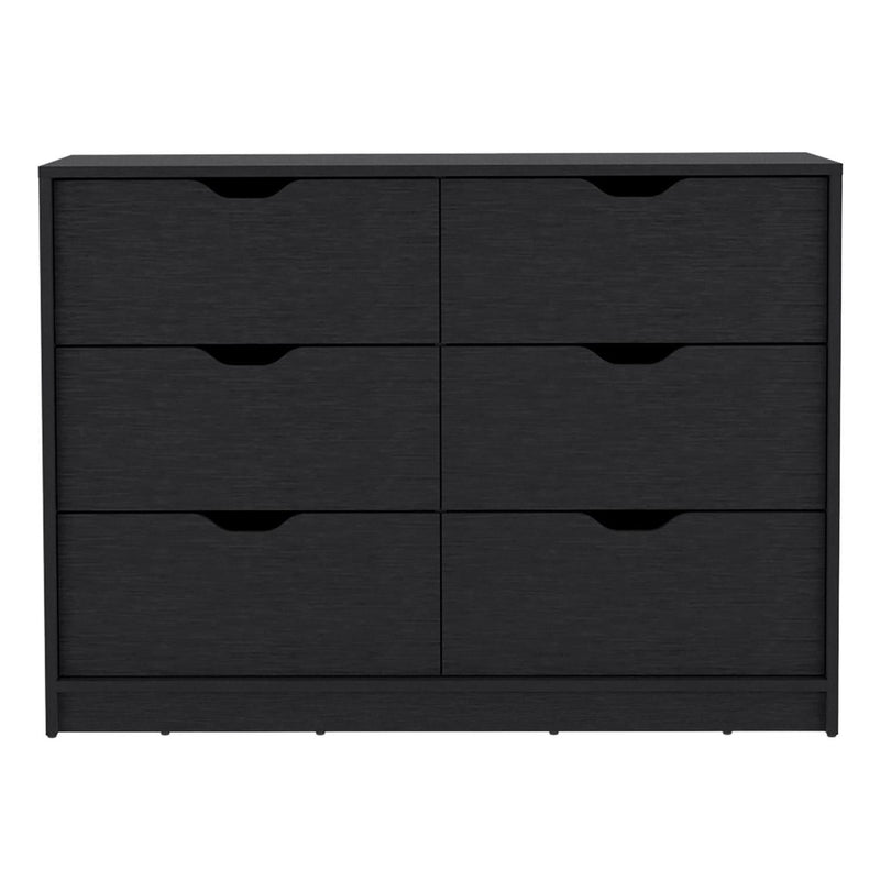 Wood Two Door Four Drawer Combo Dresser - Black