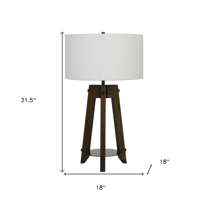 Metal Tripod Table Lamp With Off-White Drum Shade - Brown