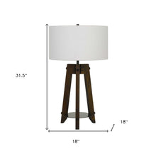 Load image into Gallery viewer, Metal Tripod Table Lamp With Off-White Drum Shade - Brown
