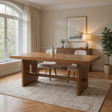 Load image into Gallery viewer, 75" Solid Wood Trestle Base Dining Table - Brown
