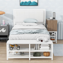 Load image into Gallery viewer, Platform Bed With 2 Tier Storage Shelves, Storage Cabinet
