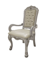 Load image into Gallery viewer, Tufted Upholstered Faux Leather And Wood Dining Arm Chairs (Set of 2) - White
