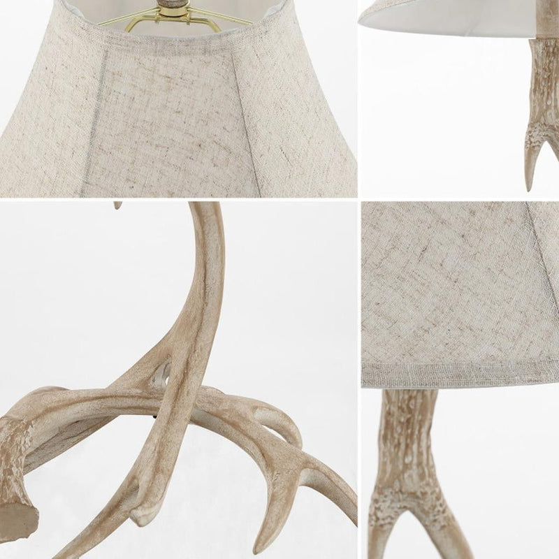 Antlers Table Lamp With Bell Shade - Beige