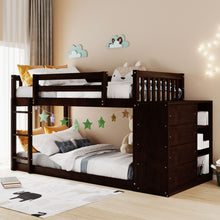 Load image into Gallery viewer, Twin over Twin Bunk Bed with 4 Drawers and 3 Shelves-Espresso(OLD SKU: LP000067AAP)
