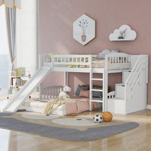 Load image into Gallery viewer, Stairway Twin over Twin Bunk Bed with Two Drawers and Slide, White(OLD SKU :LP000156AAK)
