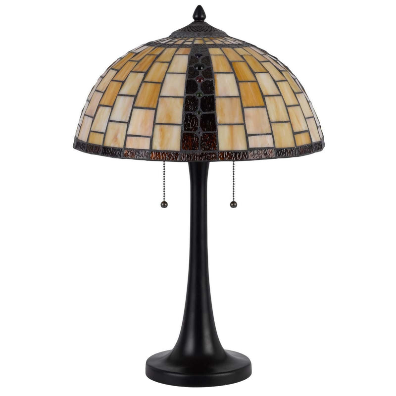 Abstract Two Light Round Tiffany Lamp With Dome Shade (752014) - Bronze