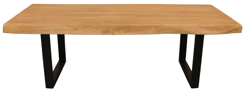 59" Solid Wood And Iron Live Edge Coffee Table - Natural And Black