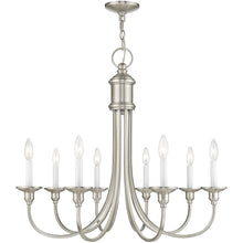 Load image into Gallery viewer, 27" Eight Light Dimmable Chandelier With Shades - Nickel
