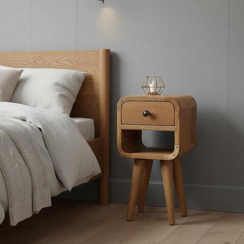 Wood Square One Drawer Nightstand - Oak