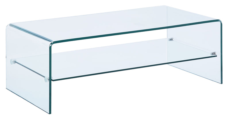 43" Glass Sled Coffee Table With Shelf - Clear