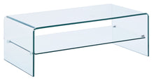 Load image into Gallery viewer, 43" Glass Sled Coffee Table With Shelf - Clear
