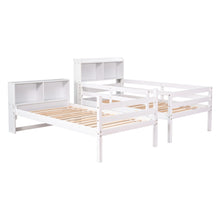 Load image into Gallery viewer, Twin Over Twin Bunk Beds with Bookcase Headboard, Solid Wood Bed Frame with Safety Rail and Ladder, Kids/Teens Bedroom, Guest Room Furniture, Can Be converted into 2 Beds, White
