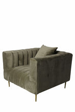 Load image into Gallery viewer, Velvet And Gold Solid Color Lounge Chair - Beige
