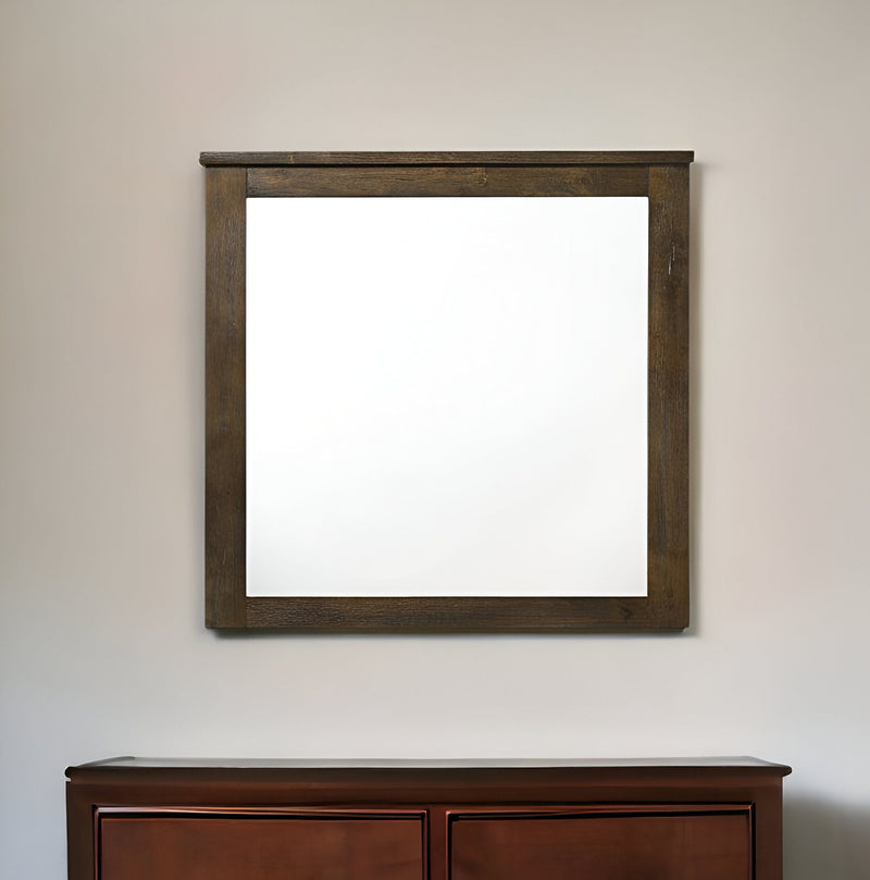40" Square Framed Mounted Dresser Mirror - Dark Brown