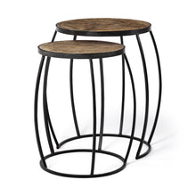 Load image into Gallery viewer, Solid Wood Round End Table (Set of 2) - Black And Brown
