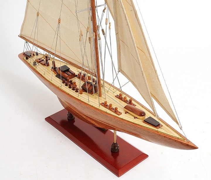 Endeavour Yacht Hand Painted Sculpture - Brown
