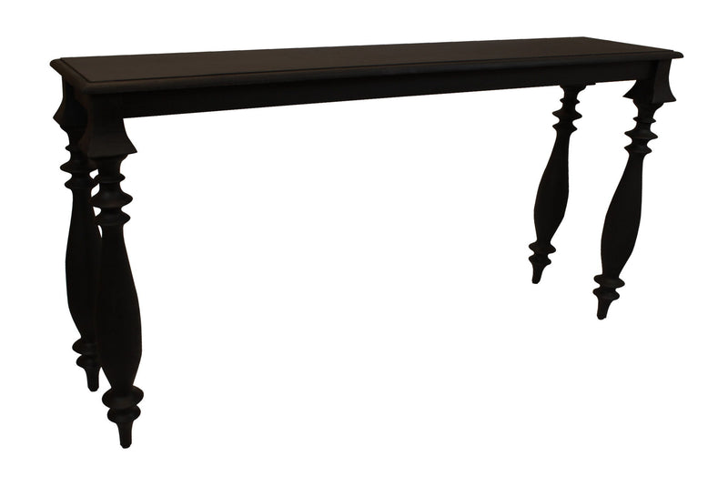 Solid Wood Distressed Console Table - Black