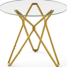Load image into Gallery viewer, Glass Round Trestle Coffee Table - White / Gold
