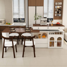 Load image into Gallery viewer, Retro Kitchen Island Set With Chairs, Extendable &amp; Rotating Table, 4 Drawers &amp; Door Cabinets
