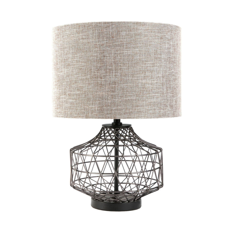 Lamp Base LED With Brown Shade - Black