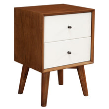Load image into Gallery viewer, Century Modern Wood 2 Drawer Nightstand - Brown And White
