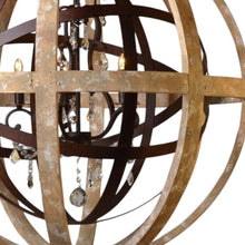 Load image into Gallery viewer, Unique Statement Five Light Wood Chandelier With Shades - Brown
