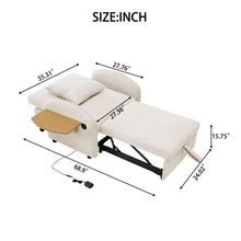 Load image into Gallery viewer, Convertible Single Chair Bed With Computer Board And USB Ports, 3 In 1 Sofa Bed - Beige
