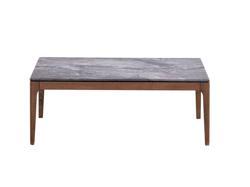 47" Stone And Solid Wood Coffee Table - Cool Gray