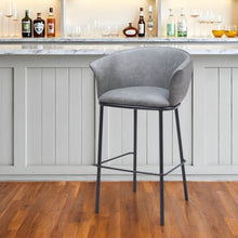 Load image into Gallery viewer, Faux Leather And Steel Bar Height Bar Chair - Gray And Black
