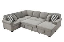 Load image into Gallery viewer, 117&quot; Oversized Sectional Sofa with Storage Chaise, Rolled Arms U Shaped Sectional Couch ,Removable Soft Backrest Cushions, with 4 Throw Pillows for Large Space Dorm Apartment,Light Gray
