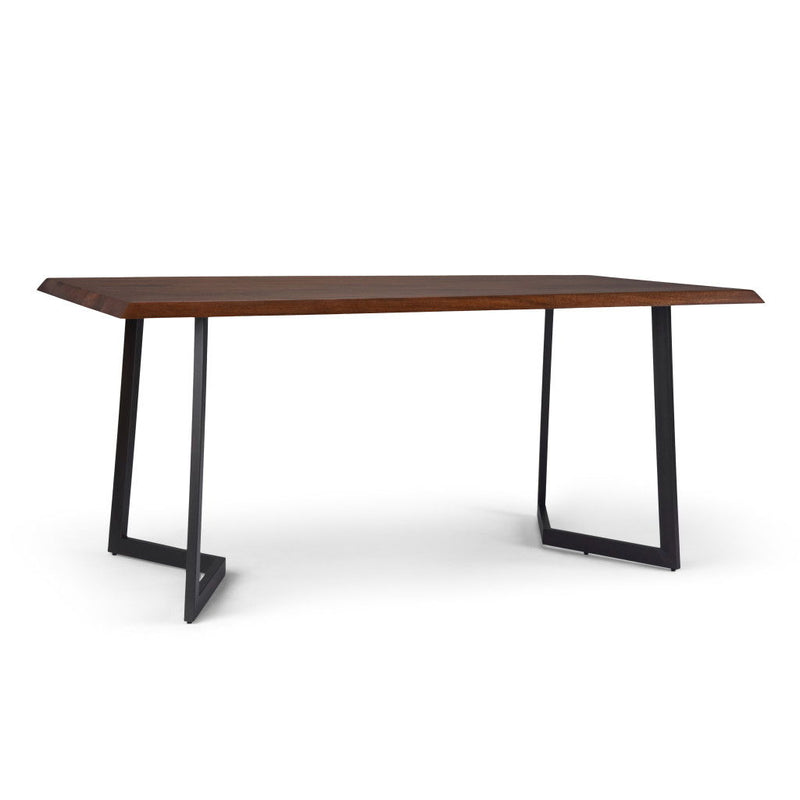 Solid Wood Iron Frame Base Dining Table - Dark Brown / Charcoal