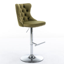 Load image into Gallery viewer, Swivel Barstools Adjusatble Seat Height From 25-33", Modern Upholstered Base Bar Stools With Backs Comfortable Tufted For Home Pub And Kitchen Island (Set of 2)

