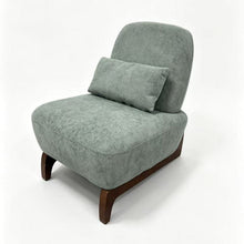 Load image into Gallery viewer, Curved Base Lazy Lounge Accent Chair - Blue / Brown
