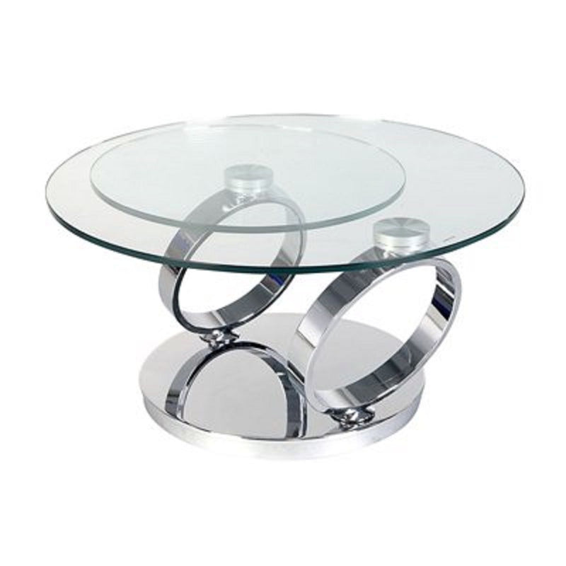Metal And Glass Round Coffee Table - Clear / Silver