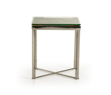 Load image into Gallery viewer, Glass Square End Table - Silver And Brown
