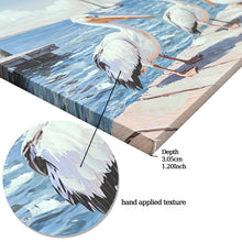 Load image into Gallery viewer, Beach Wall Art Large Ocean Seagull Canvas Pictures For Living Room - Ivory / Navy
