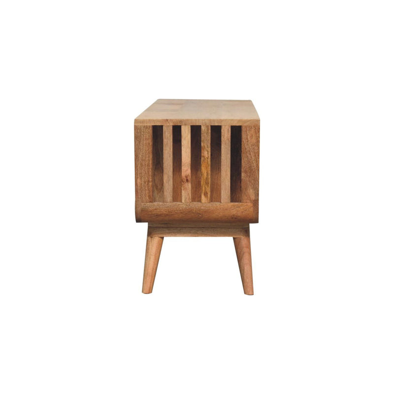 Solid Wood Enclosed Open Storage TV Stand (727854) - Brown