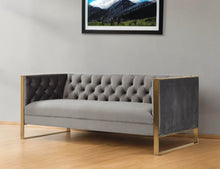 Load image into Gallery viewer, Velvet Sofa &amp; Gold Legs - Gray
