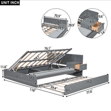 Load image into Gallery viewer, Full Size Wood Storage Hydraulic Platform Bed with Twin Size Trundle, Side Table and Lounge, Gray
