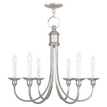 Load image into Gallery viewer, 23" Six Light Metal Dimmable Chandelier With Shades - Nickel
