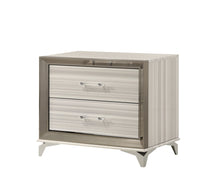 Load image into Gallery viewer, 25" Wood Lighted Two Drawer Nightstand - Silver / White

