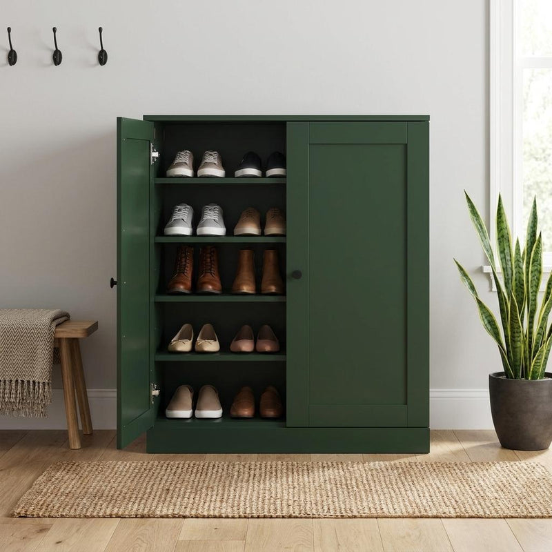 Twenty Pair Solid Woodshoe Storage Cabinet (752351) - Green