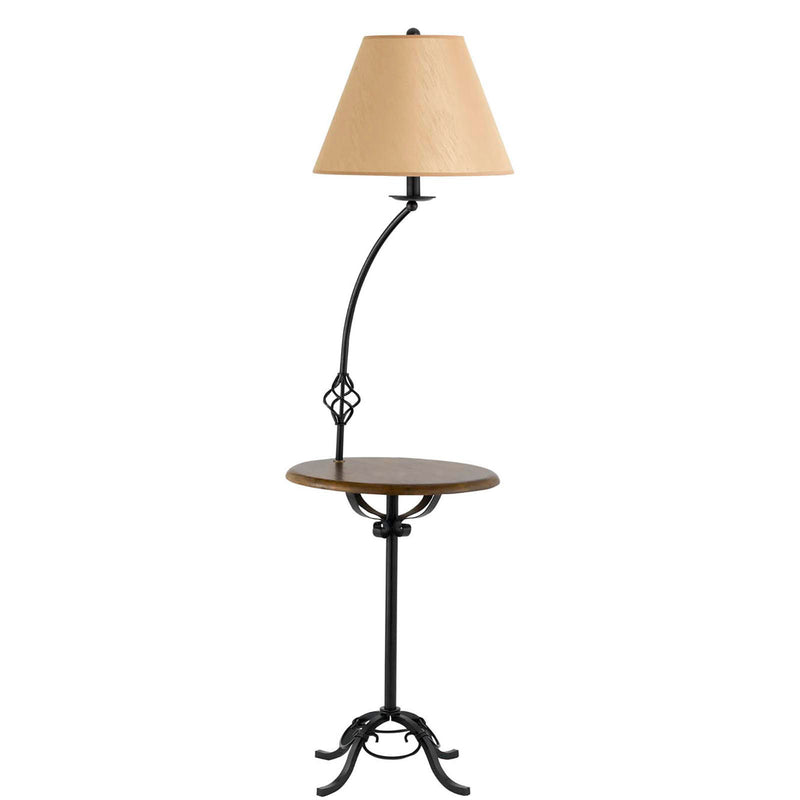 Tray Table Floor Lamp With Brown Empire Shade - Black
